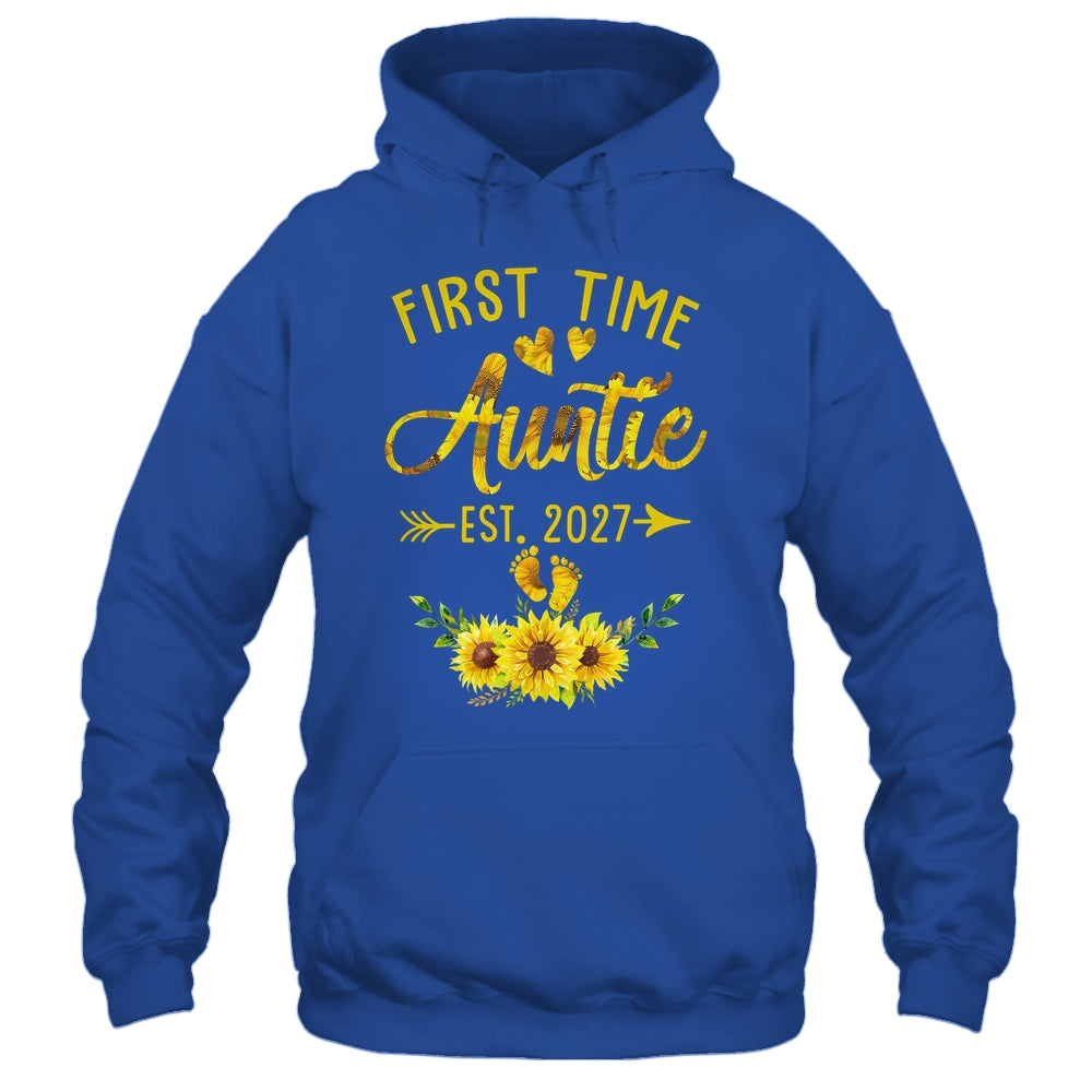 First Time Auntie Est 2027 Sunflower Promoted To Auntie Shirt & Tank Top | teecentury