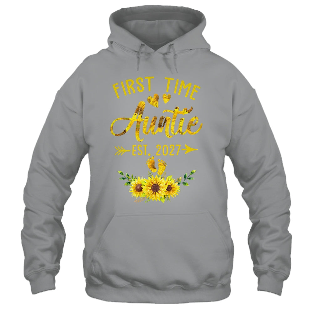 First Time Auntie Est 2027 Sunflower Promoted To Auntie Shirt & Tank Top | teecentury