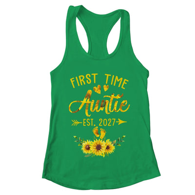 First Time Auntie Est 2027 Sunflower Promoted To Auntie Shirt & Tank Top | teecentury