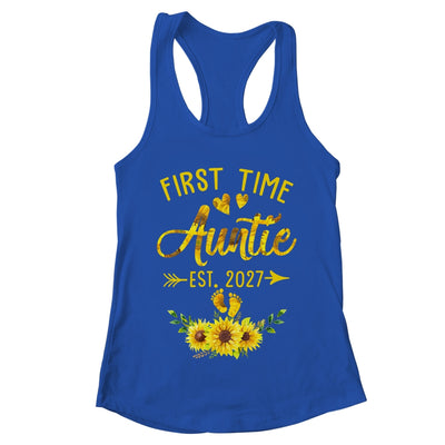 First Time Auntie Est 2027 Sunflower Promoted To Auntie Shirt & Tank Top | teecentury