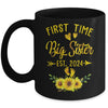 First Time Big Sister Est 2024 Sunflower Promoted To Sister Mug | teecentury
