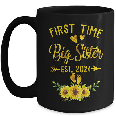 First Time Big Sister Est 2024 Sunflower Promoted To Sister Mug | teecentury
