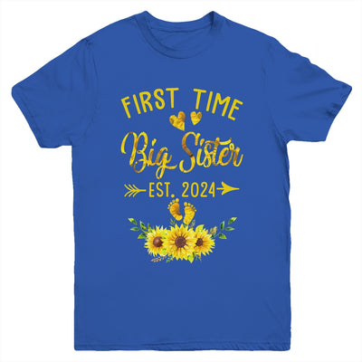 First Time Big Sister Est 2024 Sunflower Promoted To Sister Youth Shirt | teecentury