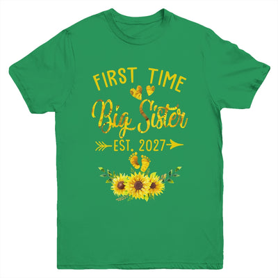 First Time Big Sister Est 2027 Sunflower Promoted To Sister Youth Shirt | teecentury