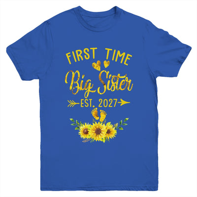 First Time Big Sister Est 2027 Sunflower Promoted To Sister Youth Shirt | teecentury
