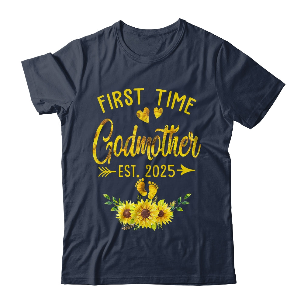 First Time Godmother Est 2025 Sunflower Promoted To Godmother Shirt & Tank Top | teecentury