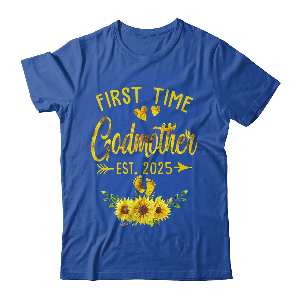 First Time Godmother Est 2025 Sunflower Promoted To Godmother Shirt & Tank Top | teecentury