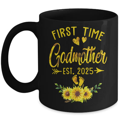First Time Godmother Est 2025 Sunflower Promoted To Godmother Mug | teecentury