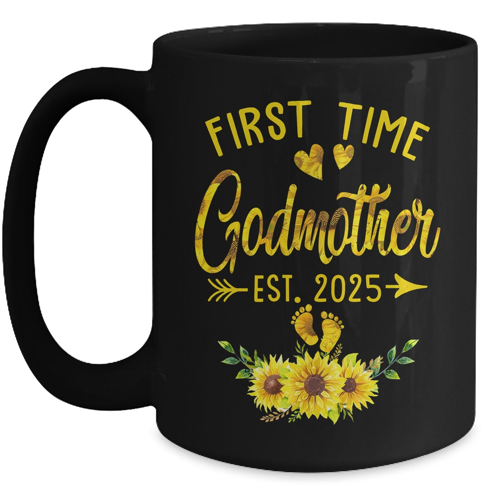 First Time Godmother Est 2025 Sunflower Promoted To Godmother Mug | teecentury