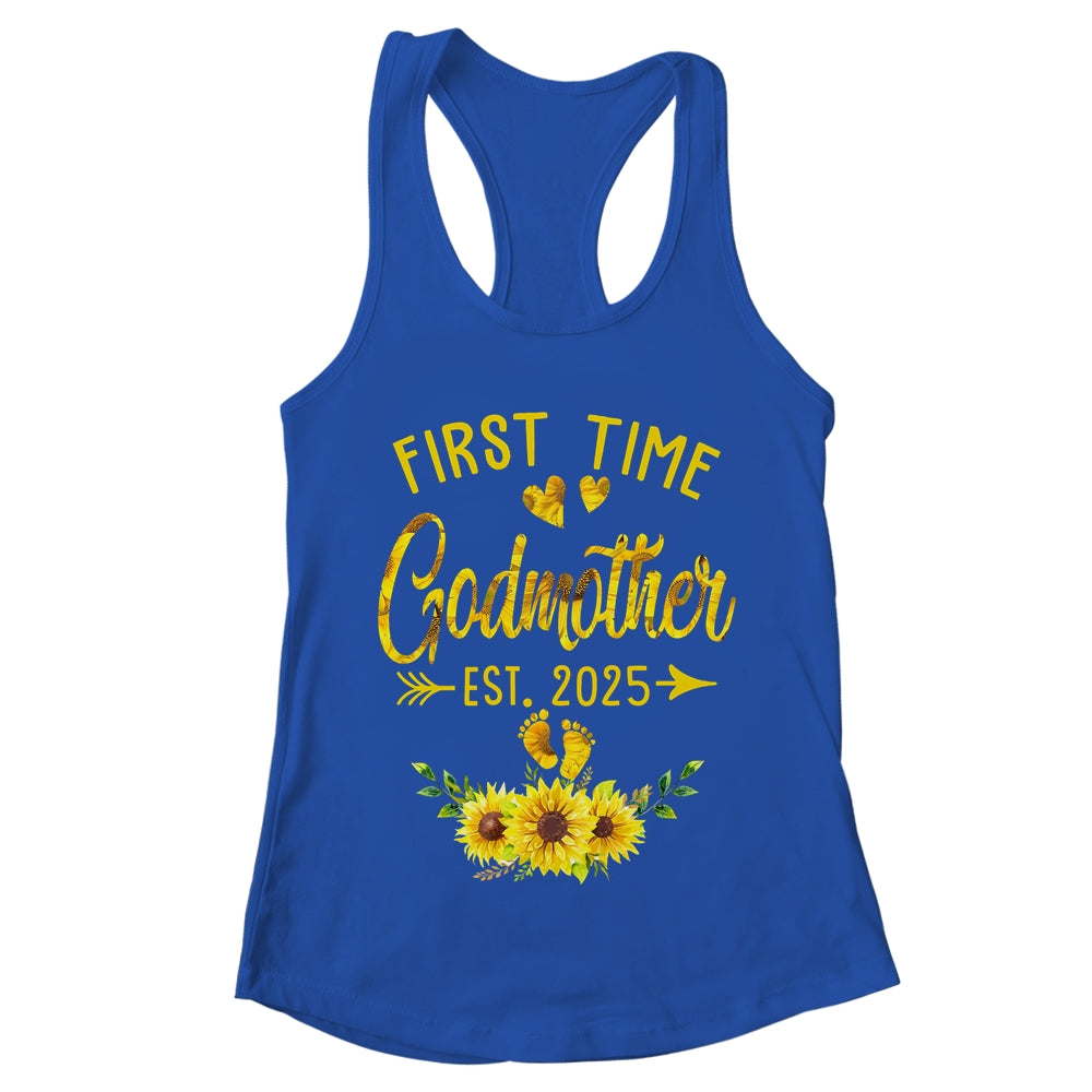 First Time Godmother Est 2025 Sunflower Promoted To Godmother Shirt & Tank Top | teecentury