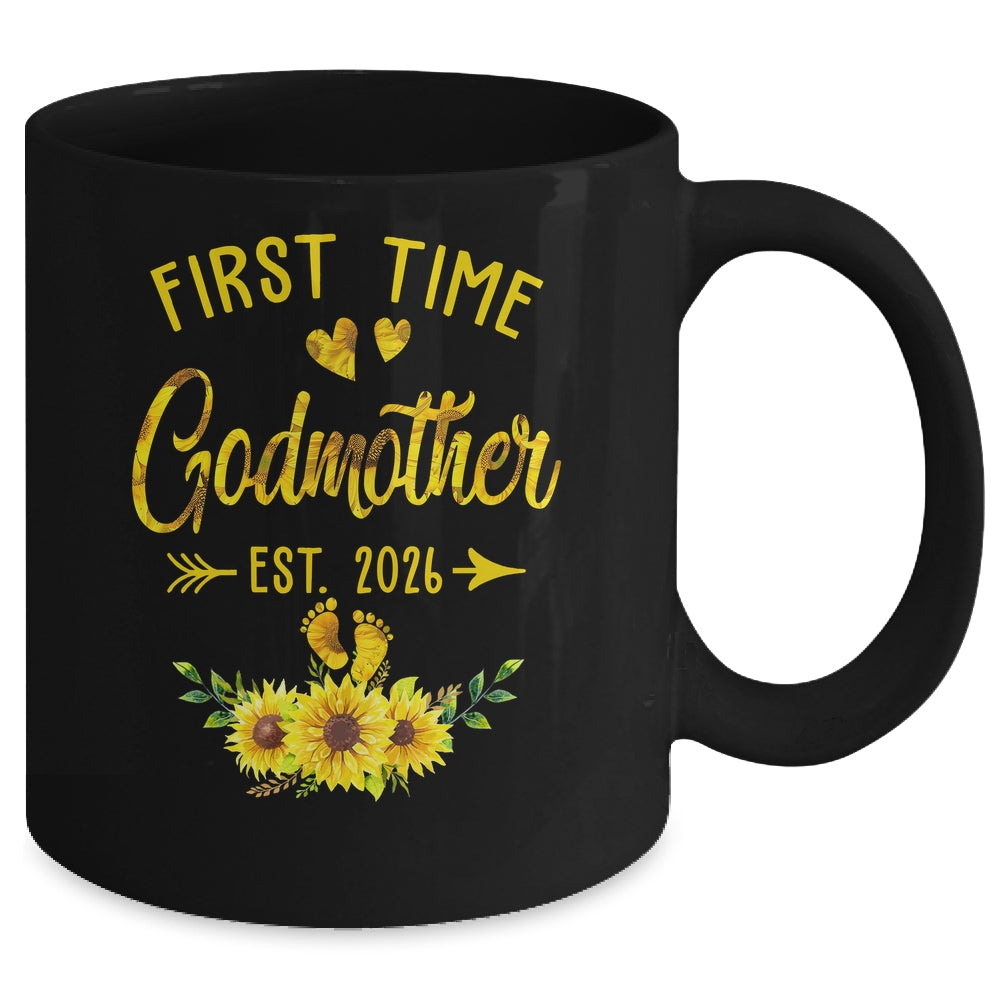 First Time Godmother Est 2026 Sunflower Promoted To Godmother Mug | teecentury