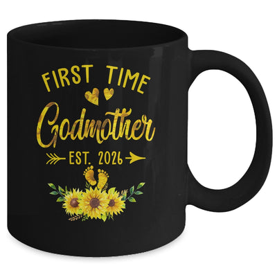First Time Godmother Est 2026 Sunflower Promoted To Godmother Mug | teecentury