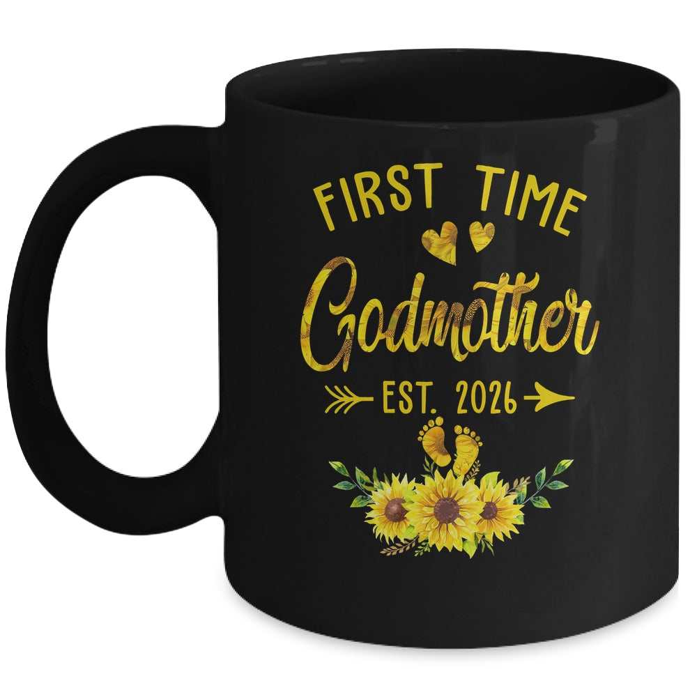 First Time Godmother Est 2026 Sunflower Promoted To Godmother Mug | teecentury