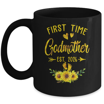 First Time Godmother Est 2026 Sunflower Promoted To Godmother Mug | teecentury