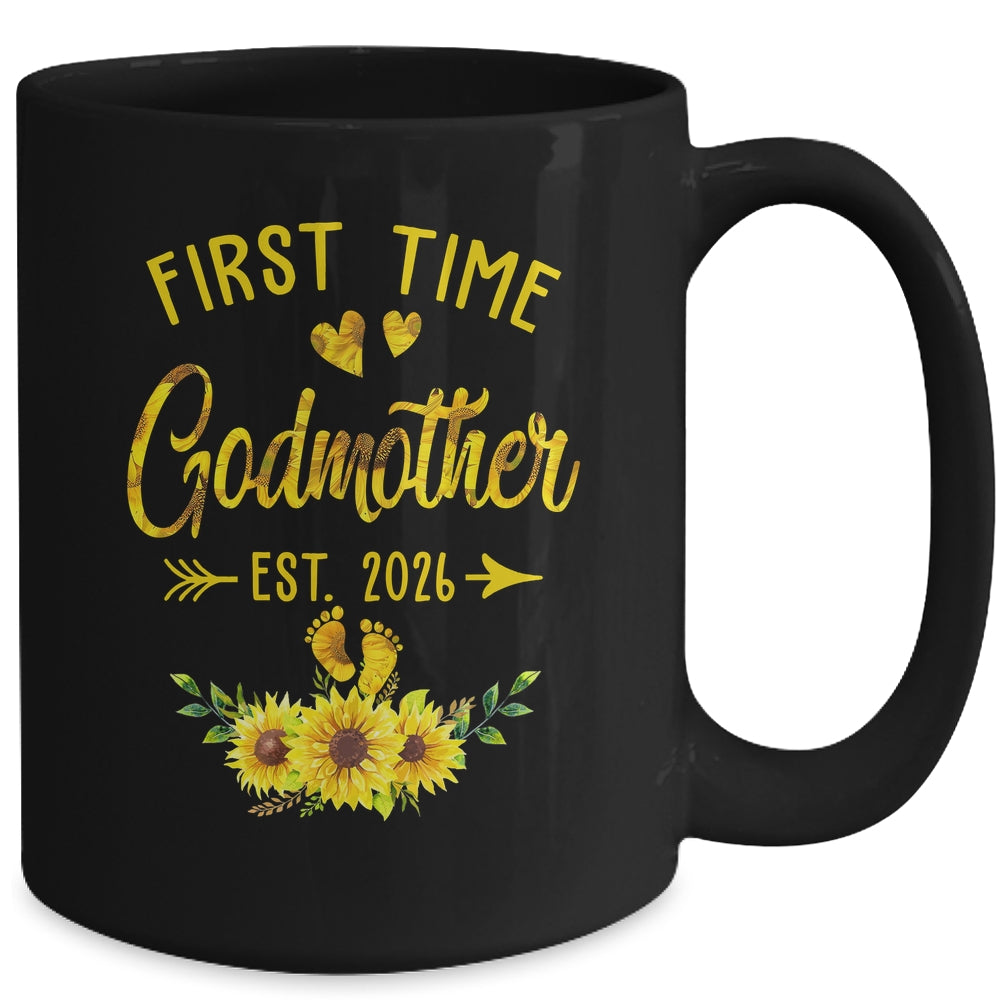 First Time Godmother Est 2026 Sunflower Promoted To Godmother Mug | teecentury