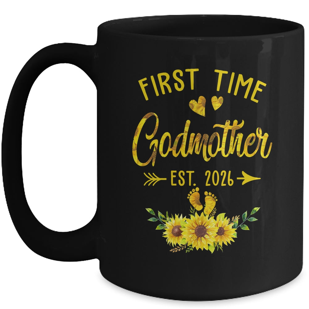 First Time Godmother Est 2026 Sunflower Promoted To Godmother Mug | teecentury