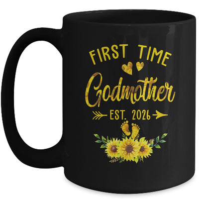First Time Godmother Est 2026 Sunflower Promoted To Godmother Mug | teecentury