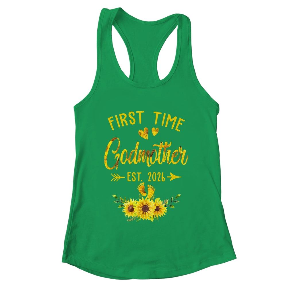 First Time Godmother Est 2026 Sunflower Promoted To Godmother Shirt & Tank Top | teecentury