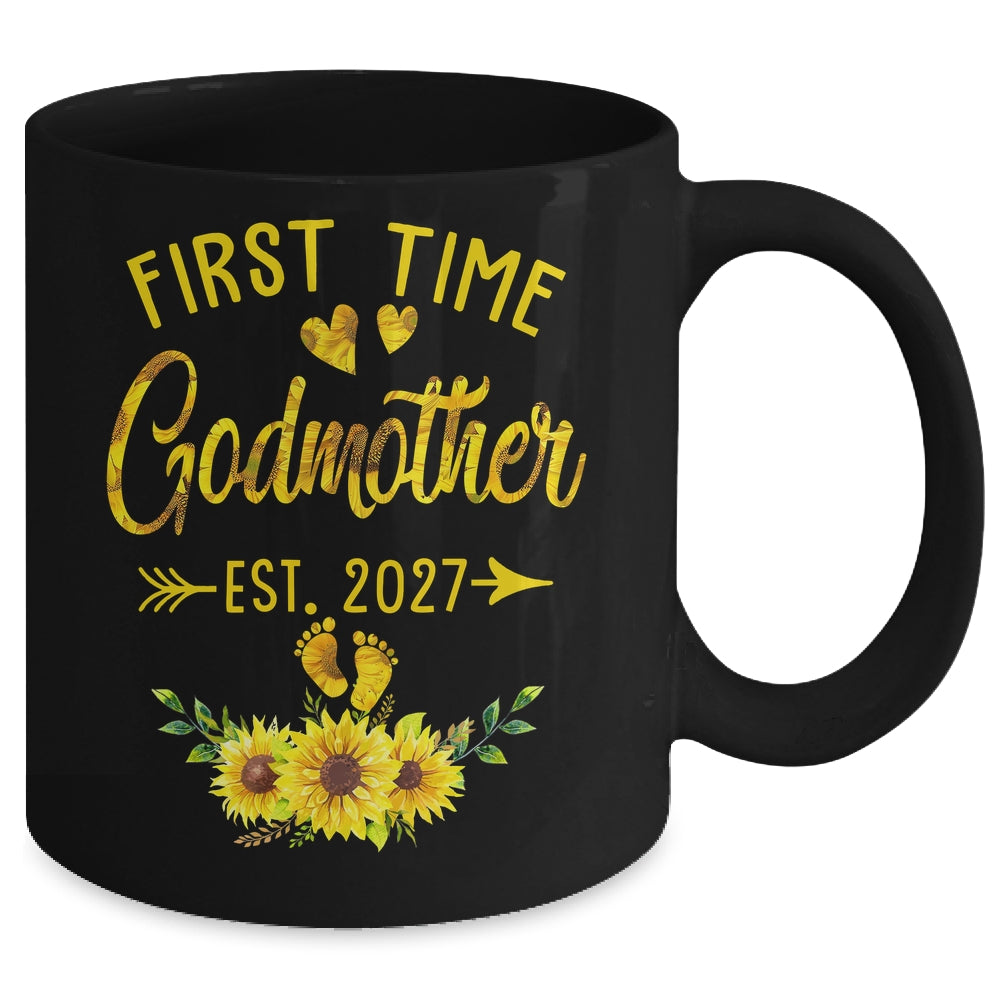 First Time Godmother Est 2027 Sunflower Promoted To Godmother Mug | teecentury