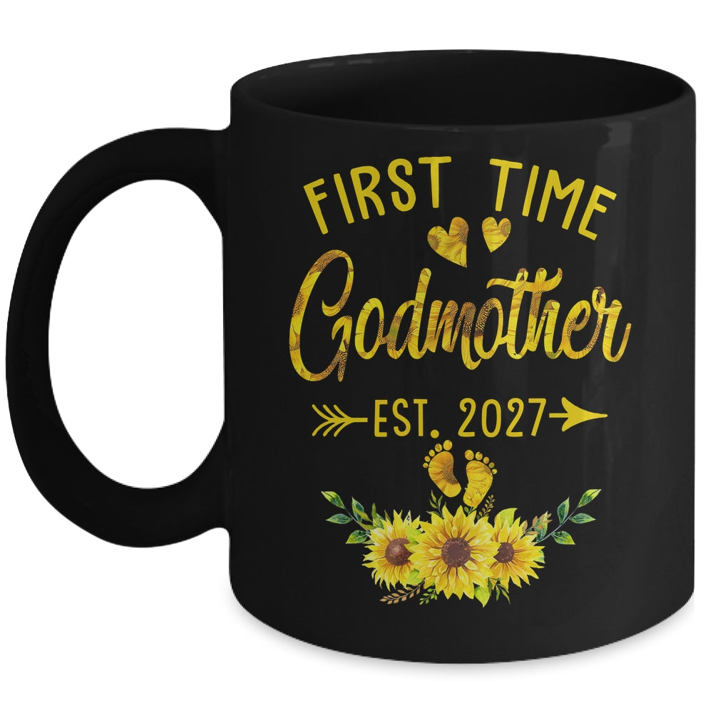 First Time Godmother Est 2027 Sunflower Promoted To Godmother Mug | teecentury