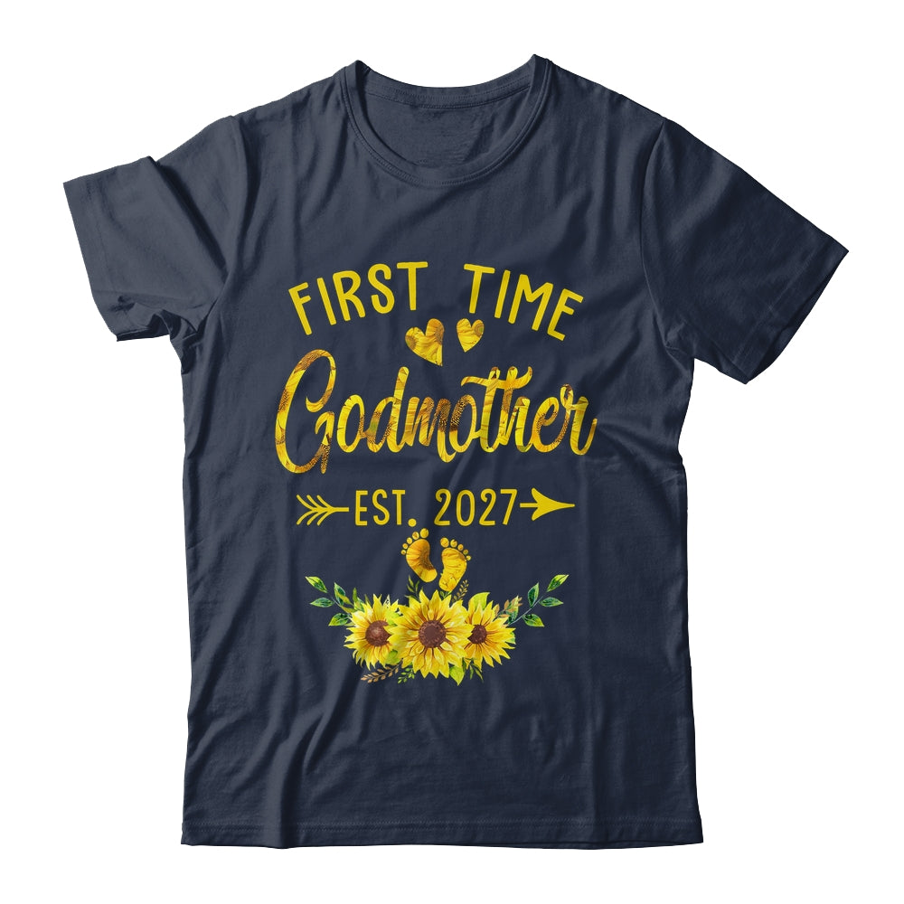 First Time Godmother Est 2027 Sunflower Promoted To Godmother Shirt & Tank Top | teecentury