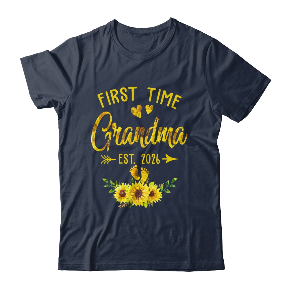 First Time Grandma Est 2026 Sunflower Promoted To Grandma Shirt & Tank Top | teecentury