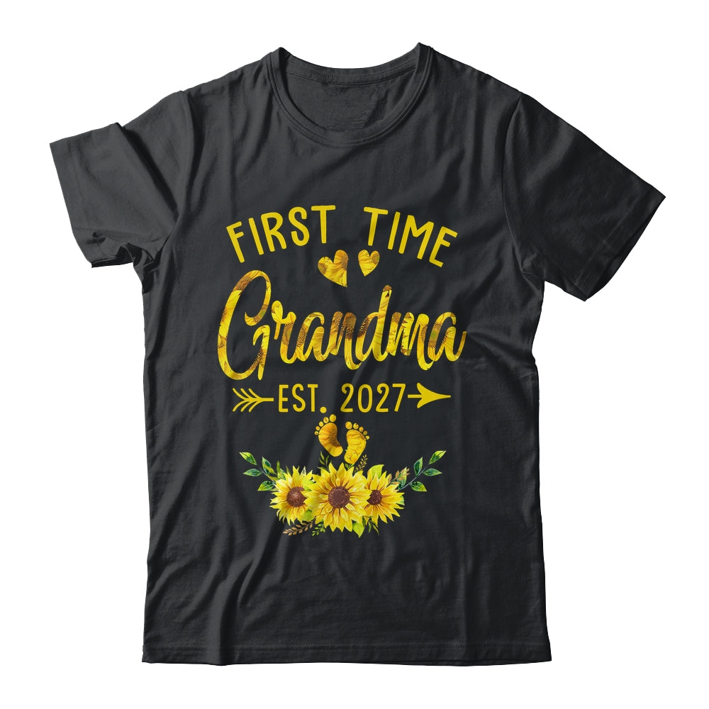 First Time Grandma Est 2027 Sunflower Promoted To Grandma Shirt & Tank Top | teecentury