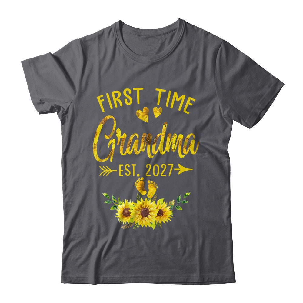 First Time Grandma Est 2027 Sunflower Promoted To Grandma Shirt & Tank Top | teecentury