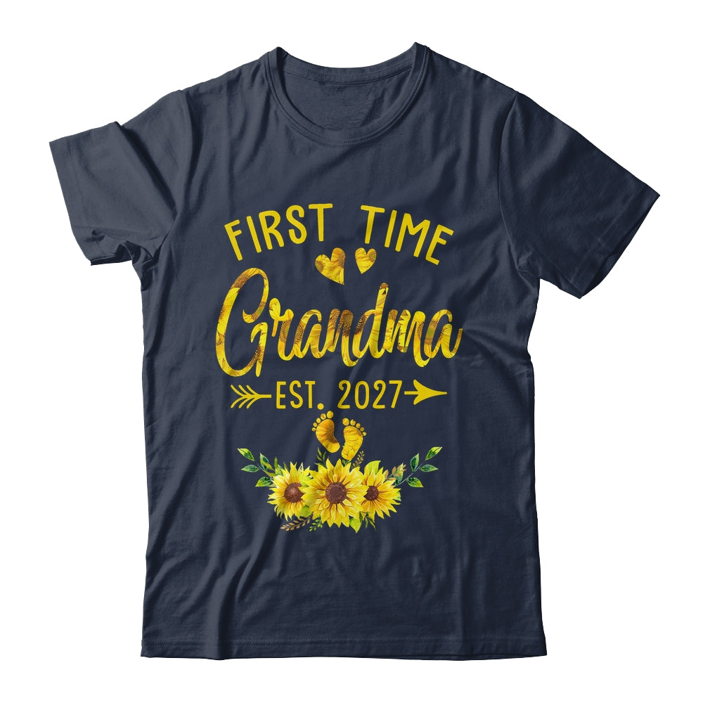 First Time Grandma Est 2027 Sunflower Promoted To Grandma Shirt & Tank Top | teecentury