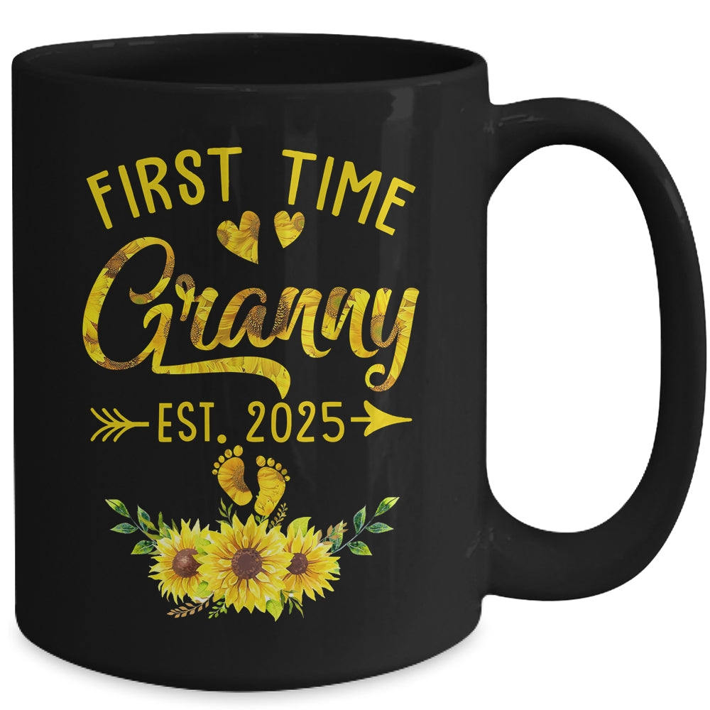 First Time Granny Est 2025 Sunflower Promoted To Granny Mug | teecentury