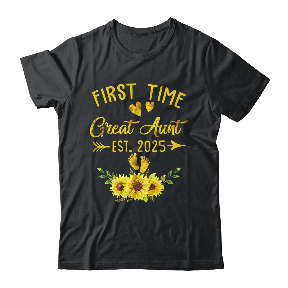 First Time Great Aunt Est 2025 Sunflower Promoted To Aunt Shirt & Tank Top | teecentury