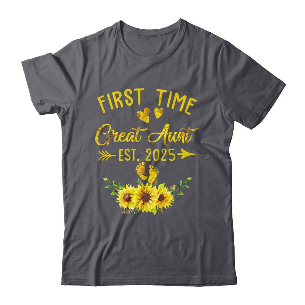 First Time Great Aunt Est 2025 Sunflower Promoted To Aunt Shirt & Tank Top | teecentury