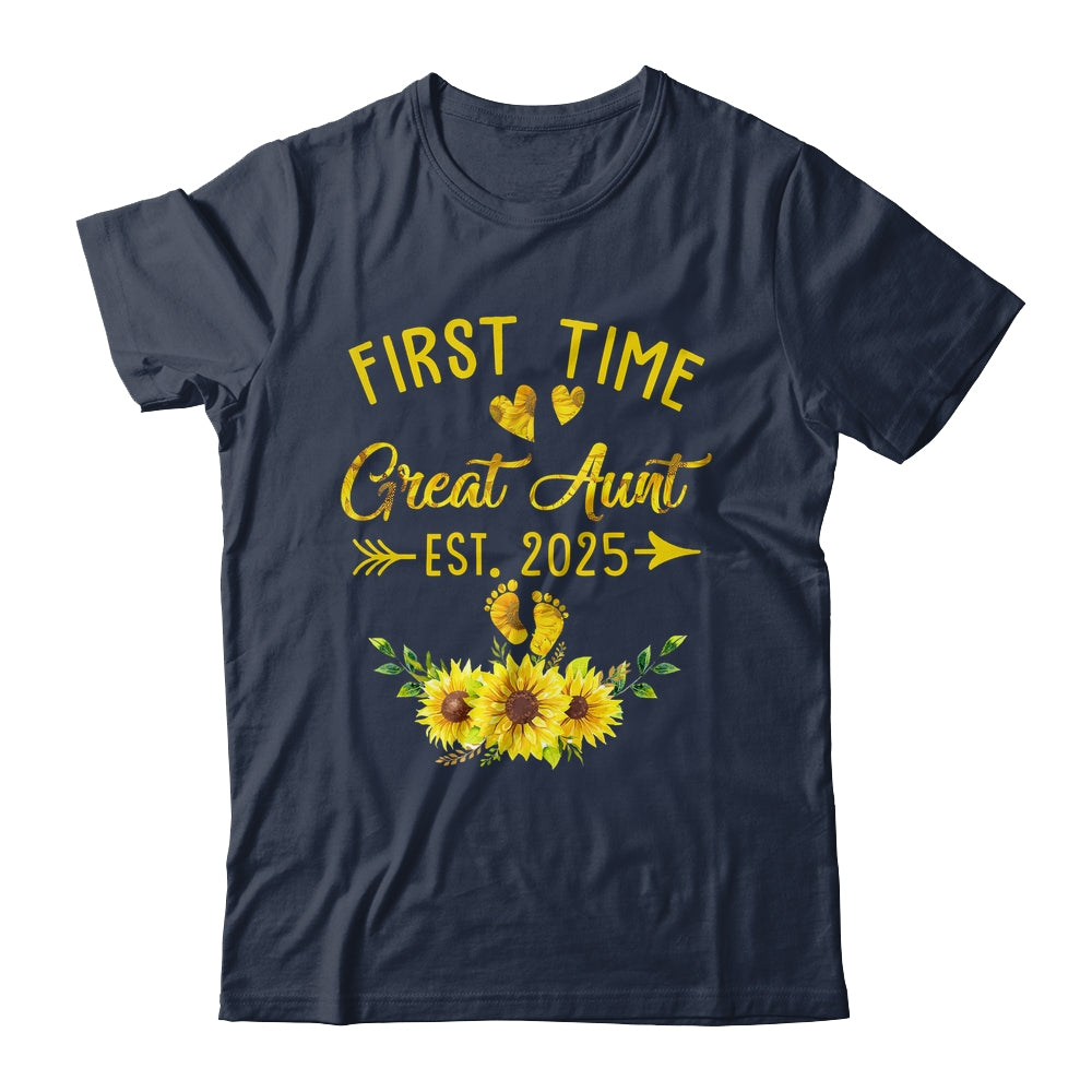 First Time Great Aunt Est 2025 Sunflower Promoted To Aunt Shirt & Tank Top | teecentury