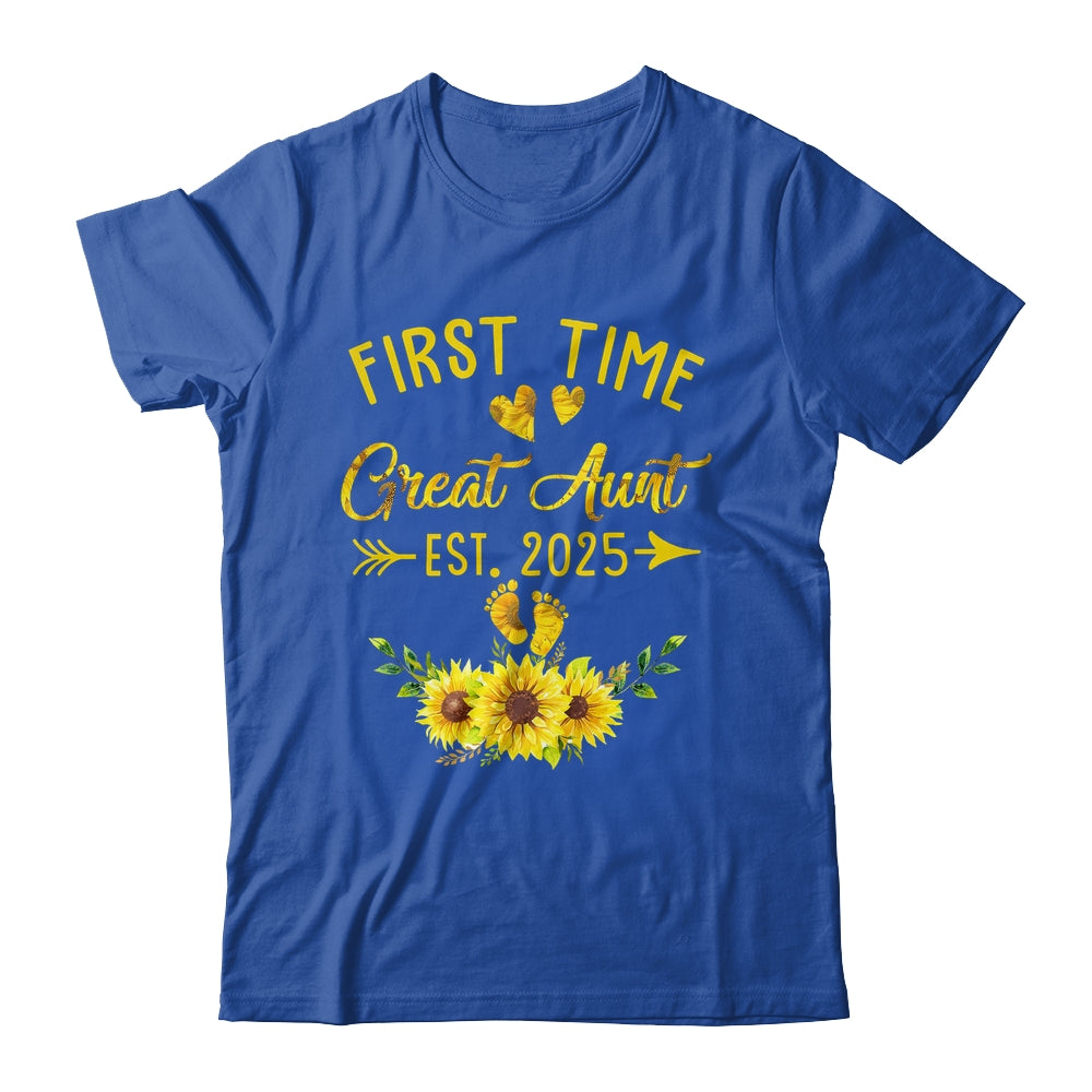 First Time Great Aunt Est 2025 Sunflower Promoted To Aunt Shirt & Tank Top | teecentury