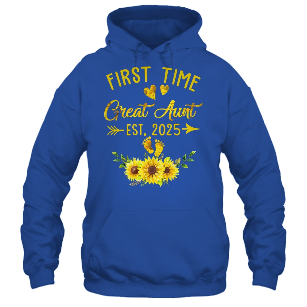 First Time Great Aunt Est 2025 Sunflower Promoted To Aunt Shirt & Tank Top | teecentury