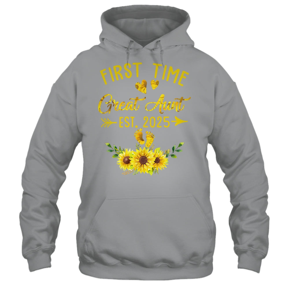 First Time Great Aunt Est 2025 Sunflower Promoted To Aunt Shirt & Tank Top | teecentury