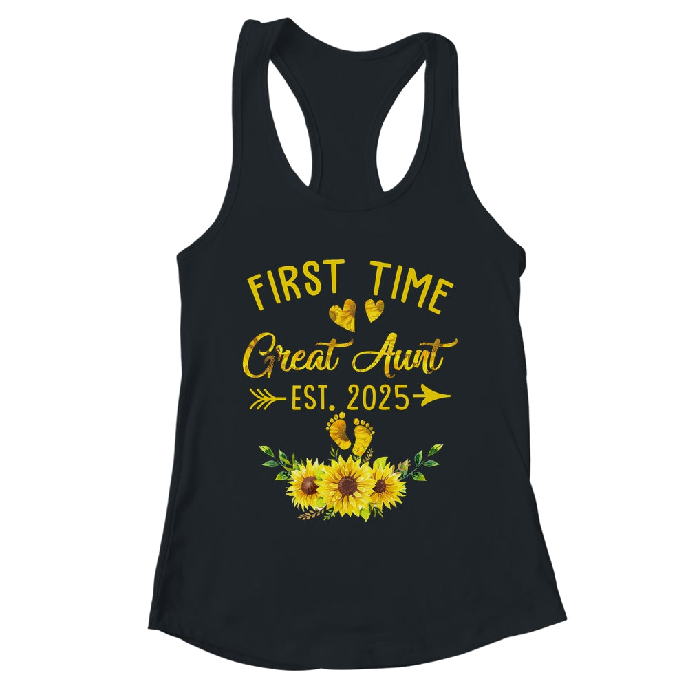 First Time Great Aunt Est 2025 Sunflower Promoted To Aunt Shirt & Tank Top | teecentury
