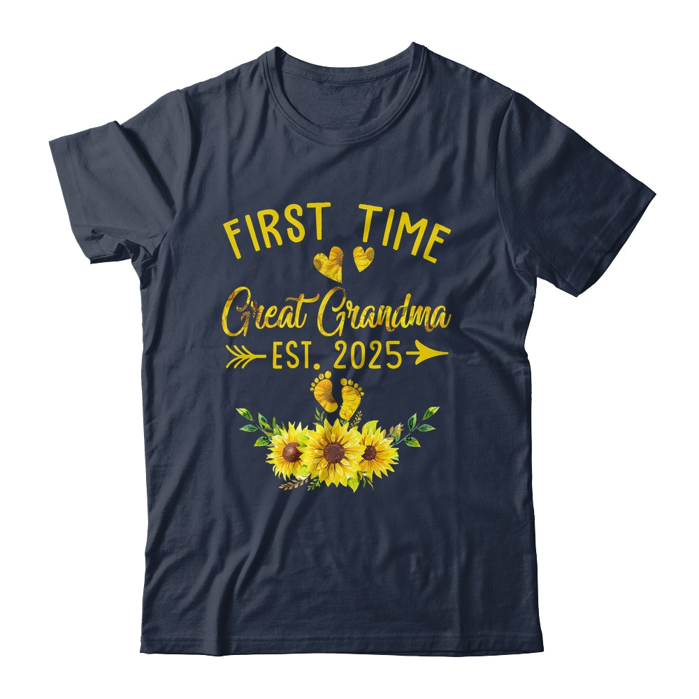 First Time Great Grandma Est 2025 Sunflower Promoted To Grandma Shirt & Tank Top | teecentury