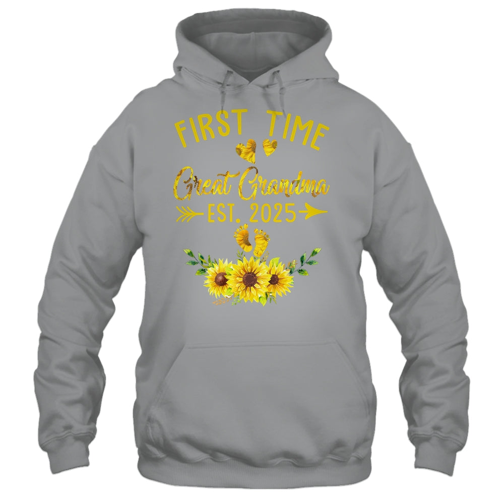 First Time Great Grandma Est 2025 Sunflower Promoted To Grandma Shirt & Tank Top | teecentury