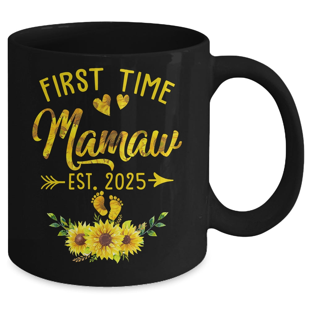 First Time Mamaw Est 2025 Sunflower Promoted To Mamaw Mug | teecentury