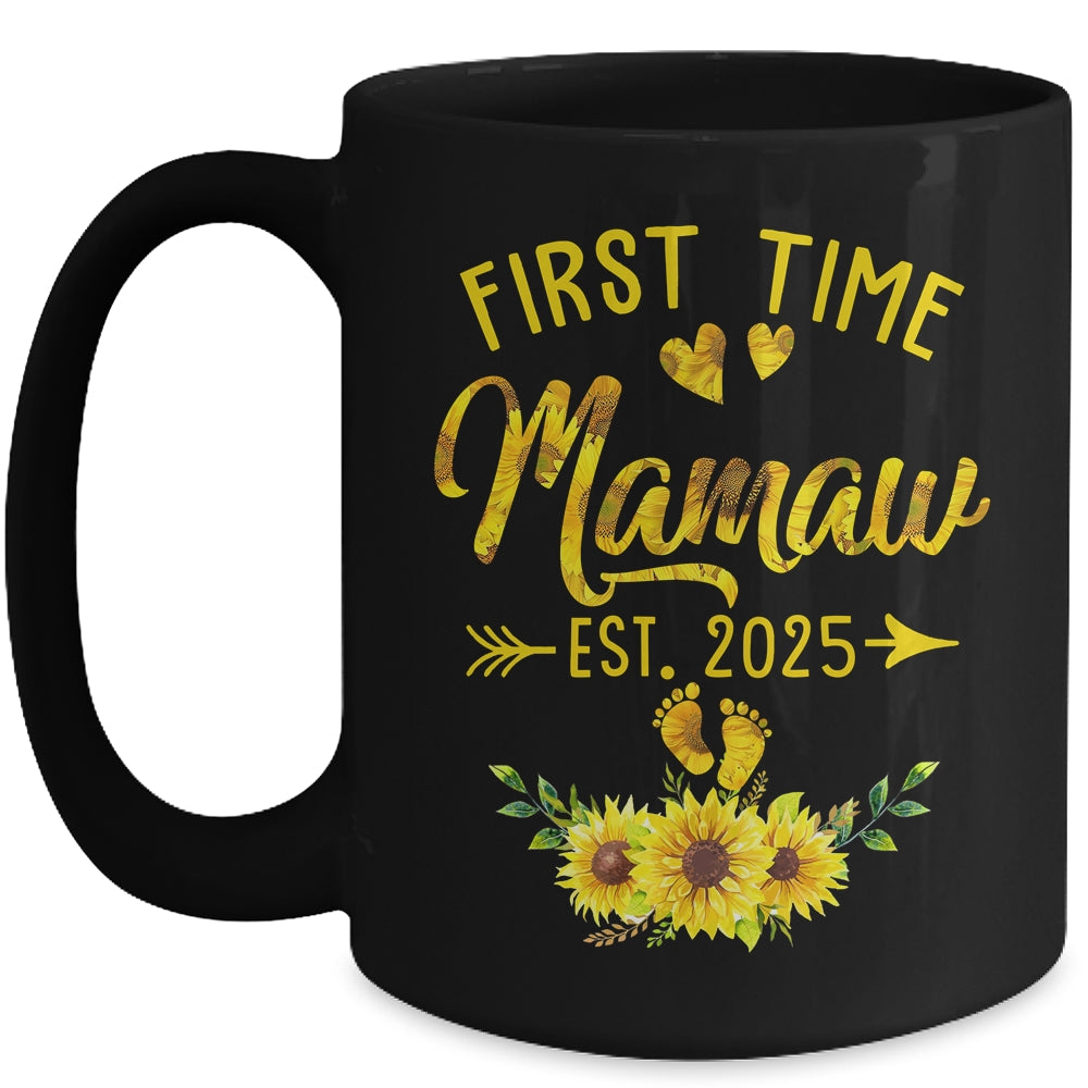 First Time Mamaw Est 2025 Sunflower Promoted To Mamaw Mug | teecentury