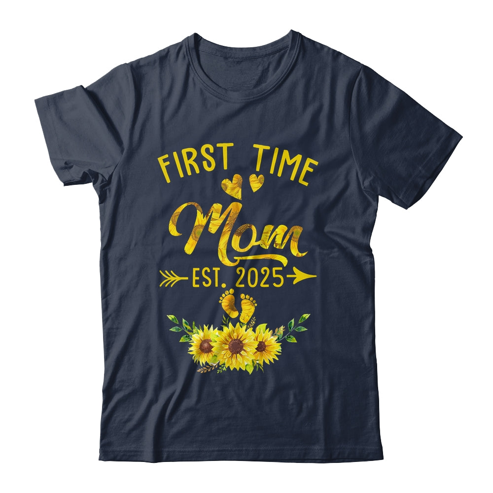 First Time Mom Est 2025 Sunflower Promoted To Mom Shirt & Tank Top | teecentury