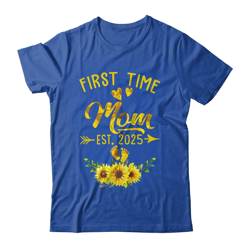First Time Mom Est 2025 Sunflower Promoted To Mom Shirt & Tank Top | teecentury