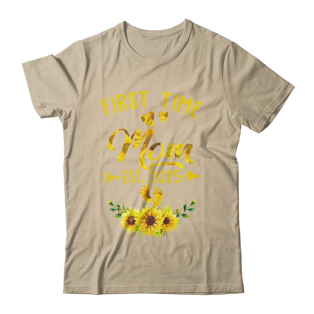 First Time Mom Est 2025 Sunflower Promoted To Mom Shirt & Tank Top | teecentury