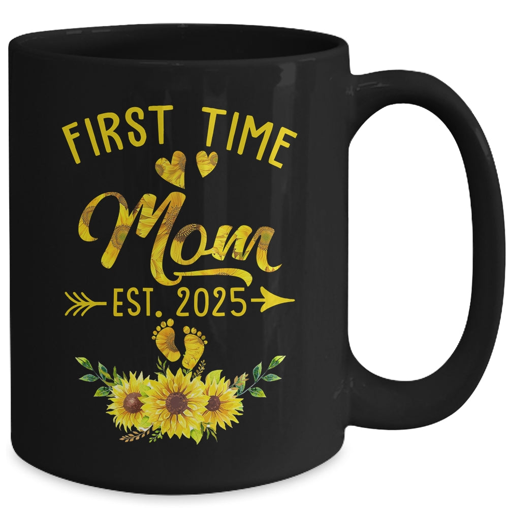 First Time Mom Est 2025 Sunflower Promoted To Mom Mug | teecentury