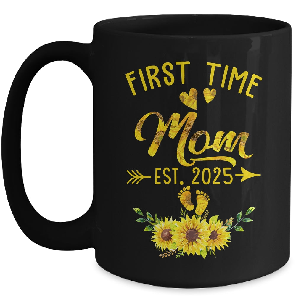First Time Mom Est 2025 Sunflower Promoted To Mom Mug | teecentury