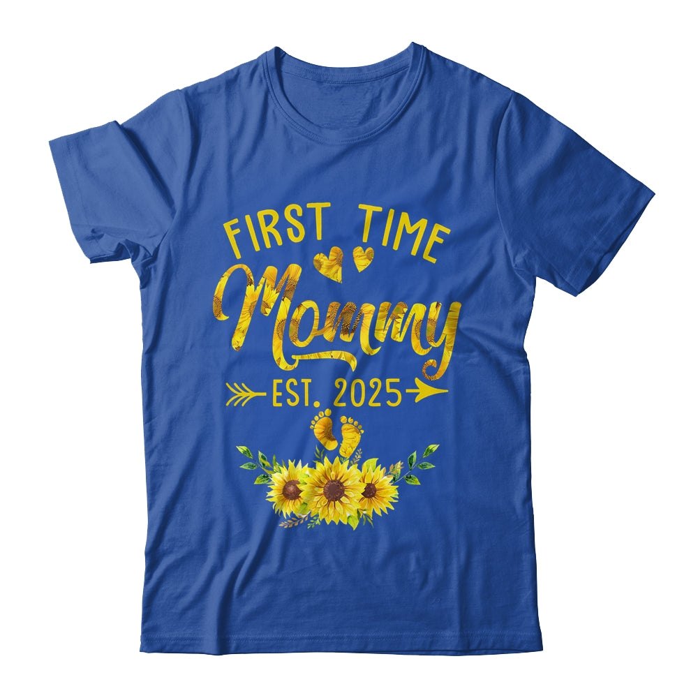 First Time Mommy Est 2025 Sunflower Promoted To Mommy Shirt & Tank Top | teecentury