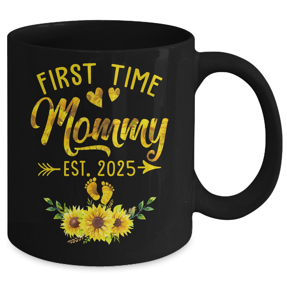 First Time Mommy Est 2025 Sunflower Promoted To Mommy Mug | teecentury