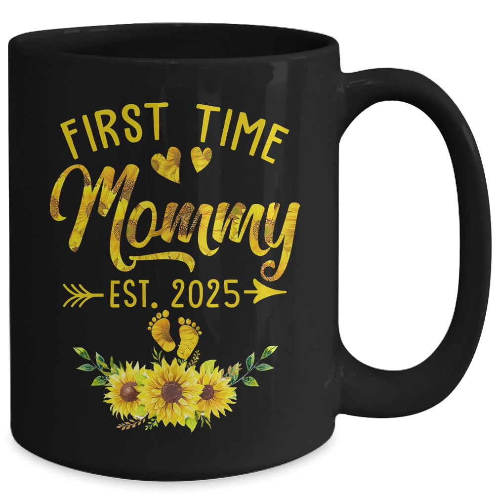 First Time Mommy Est 2025 Sunflower Promoted To Mommy Mug | teecentury