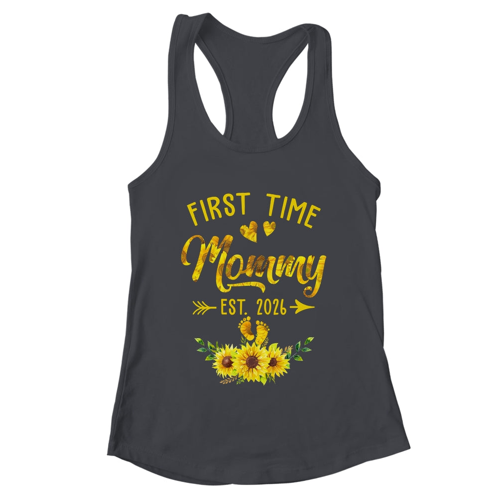 First Time Mommy Est 2026 Sunflower Promoted To Mommy Shirt & Tank Top | teecentury